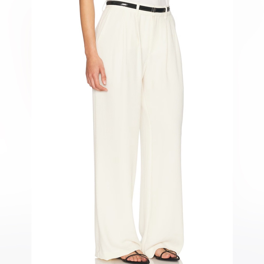 Enza Costa Crepe Mid Rise Trouser Cream NWOT Size Small